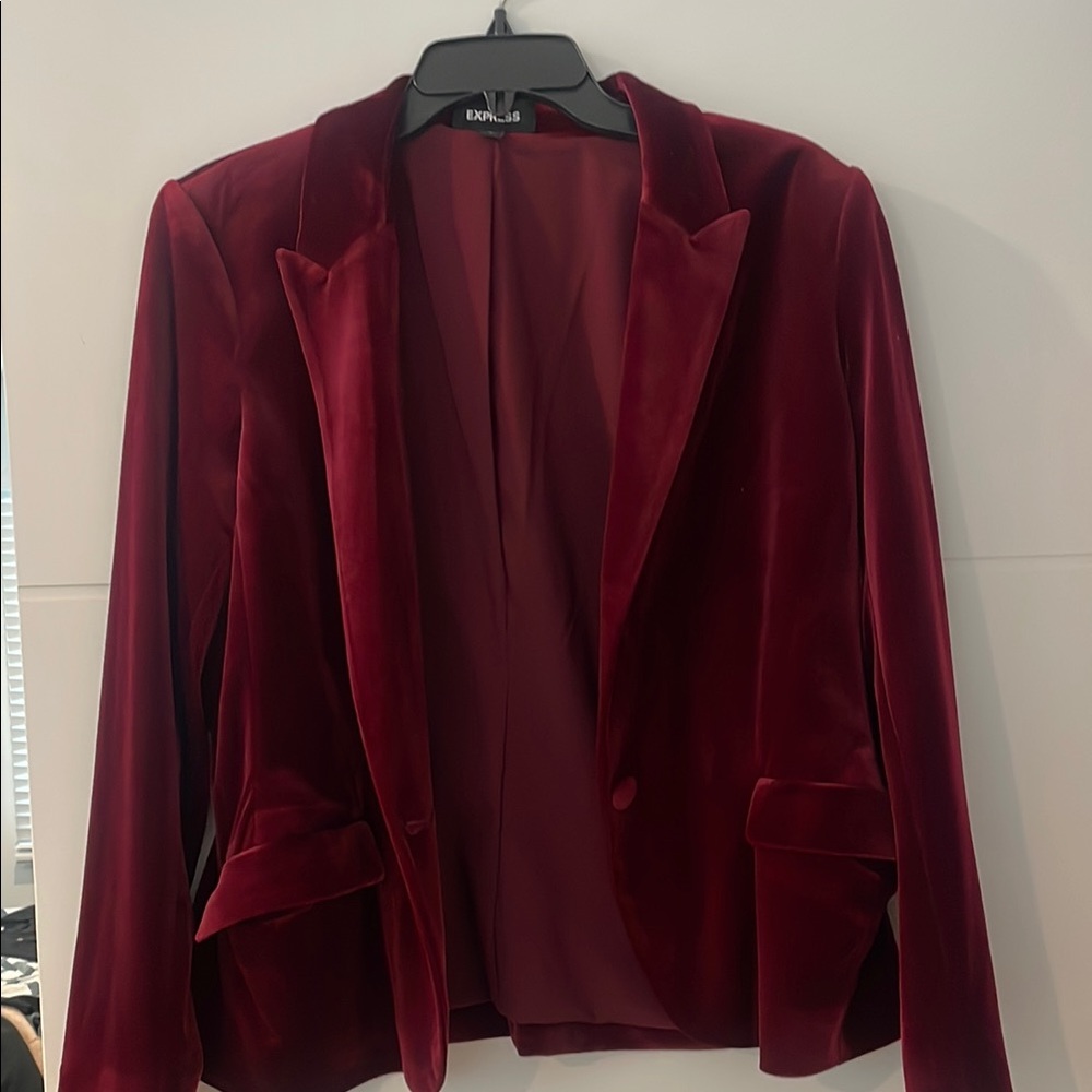 Express Red Velvet Blazer Tailored Fit